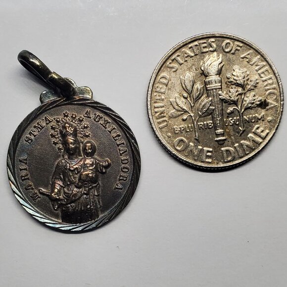 Maria Stma Auxiliadora Vintage Medal Silver 1000 (Pendant) - Picture 2 of 6